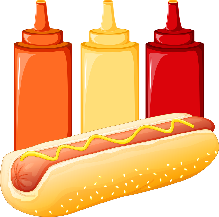 Hot Dog With Condiments 